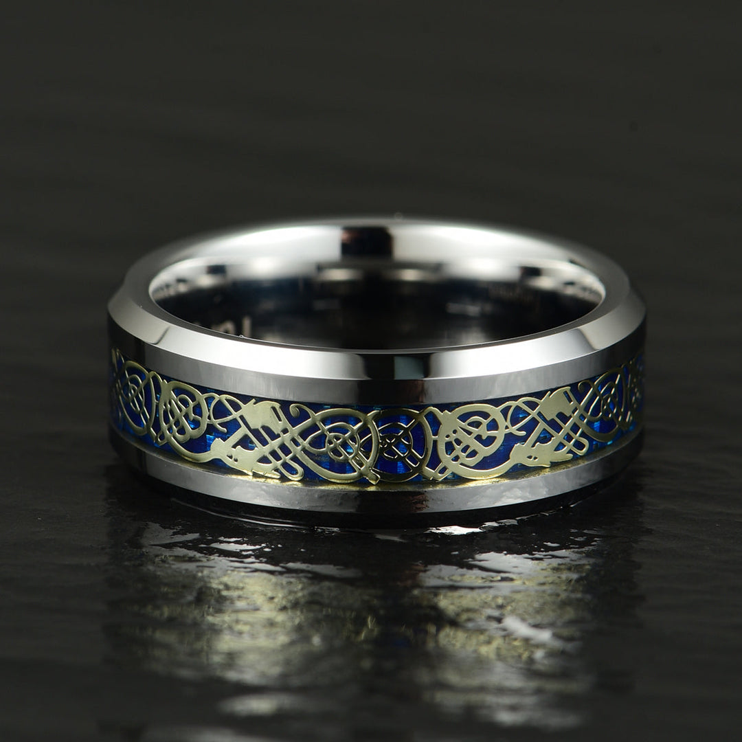 Tungsten Crushed Turquoise Intrinsic Design Men's Wedding Band 8MM - Rings By Pristine