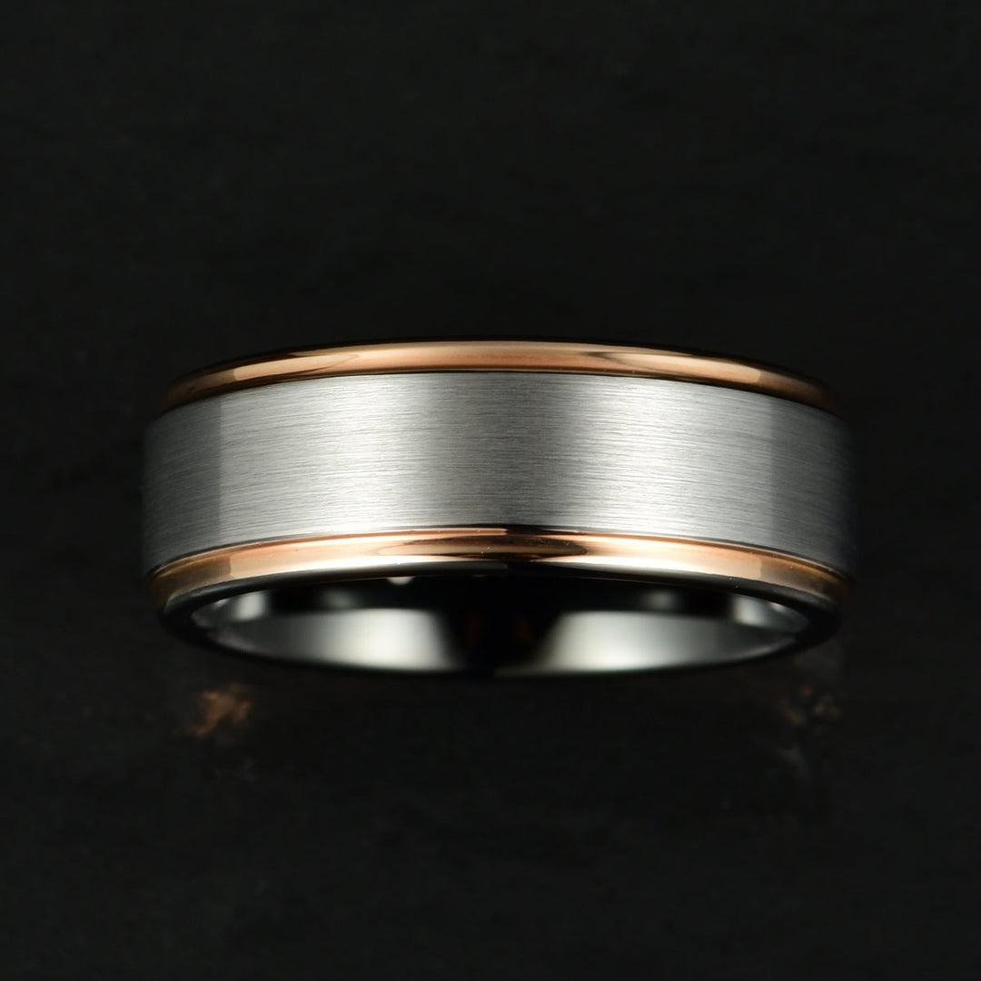 Two Tone Tungsten Men's Wedding Band 8MM - Rings By Pristine