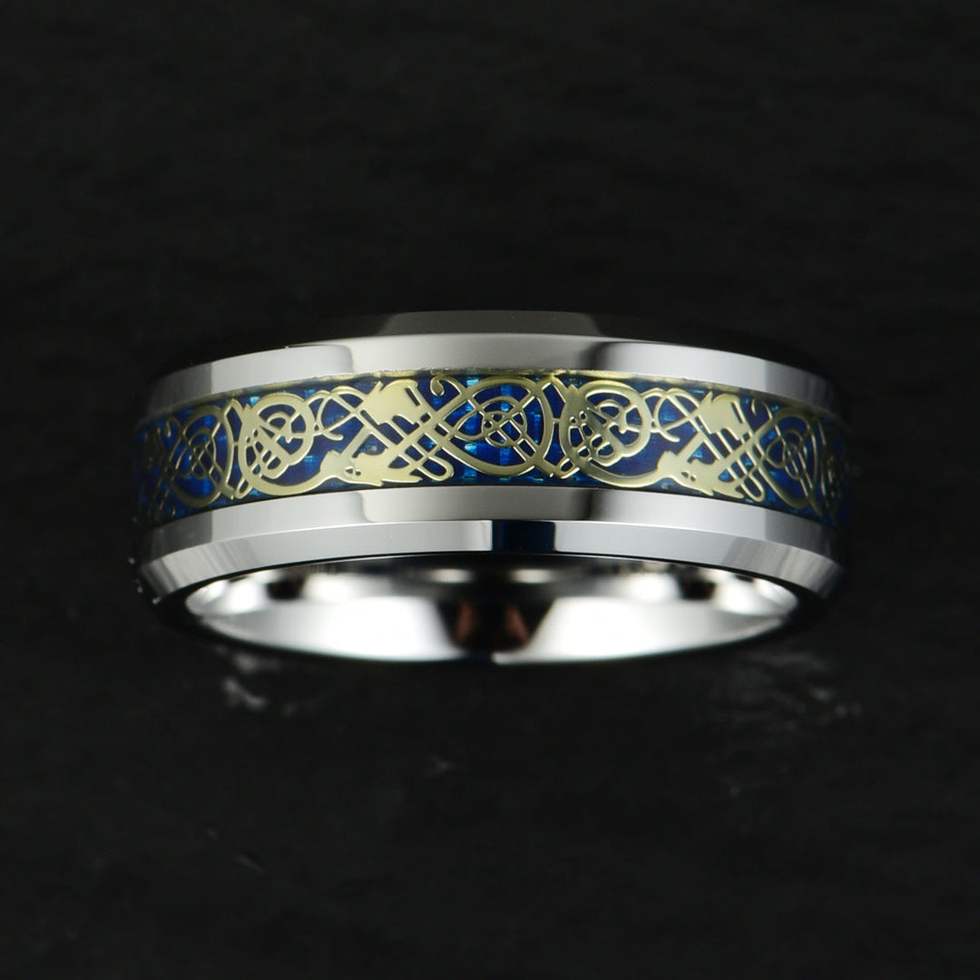 Tungsten Crushed Turquoise Intrinsic Design Men's Wedding Band 8MM - Rings By Pristine