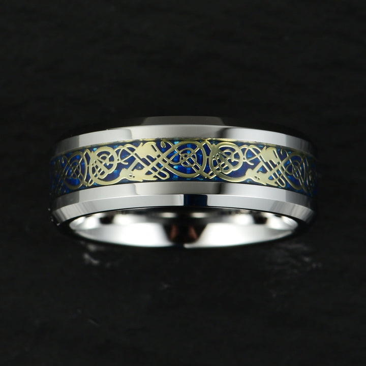 Tungsten Crushed Turquoise Intrinsic Design Men's Wedding Band 8MM - Rings By Pristine