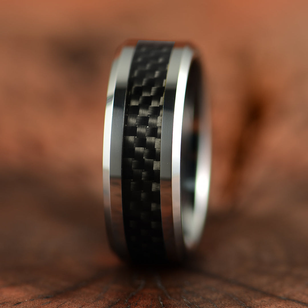 Tungsten Black Mesh Men's Wedding Band 8MM - Rings By Pristine