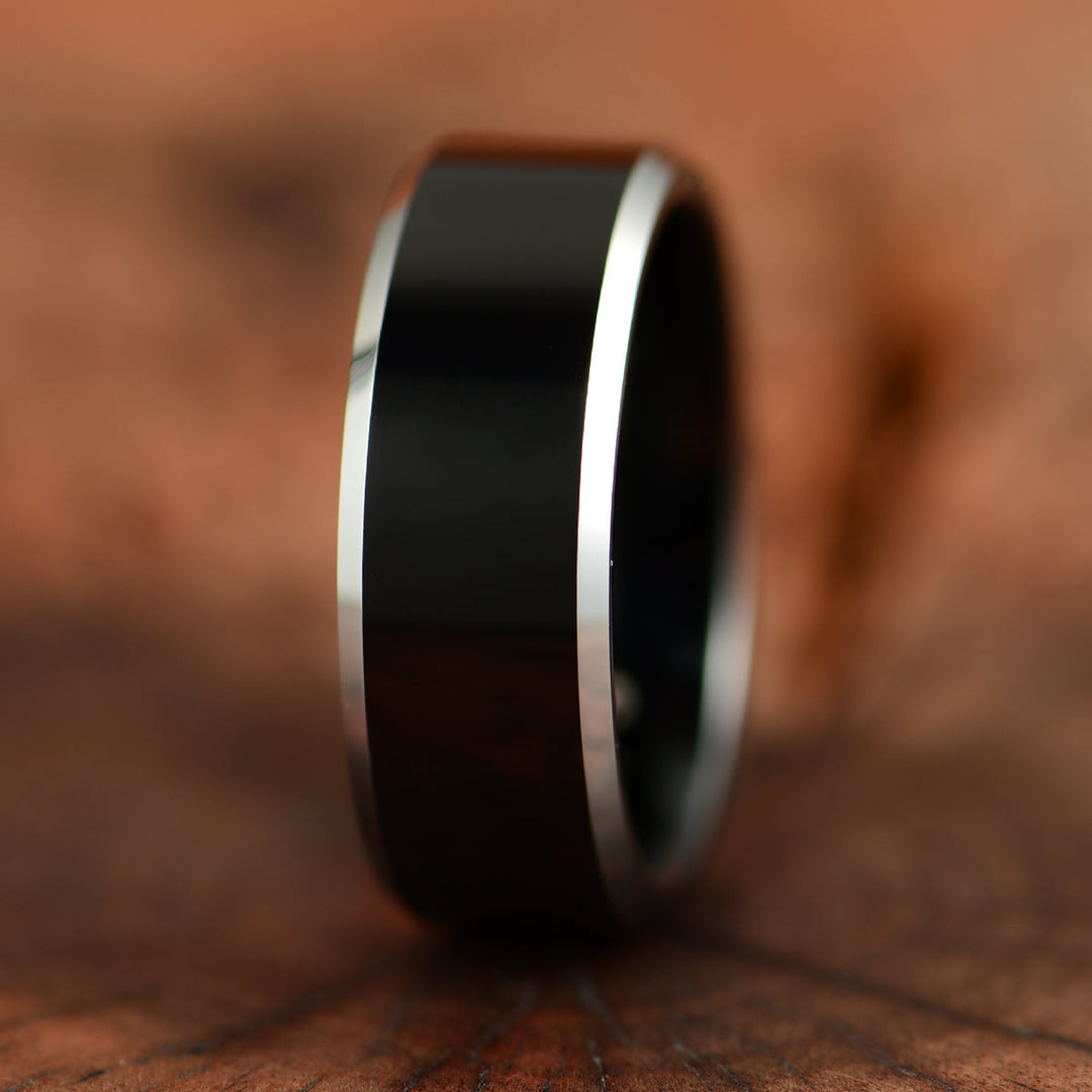 Black Tungsten Men's Wedding Band 8MM - Rings By Pristine