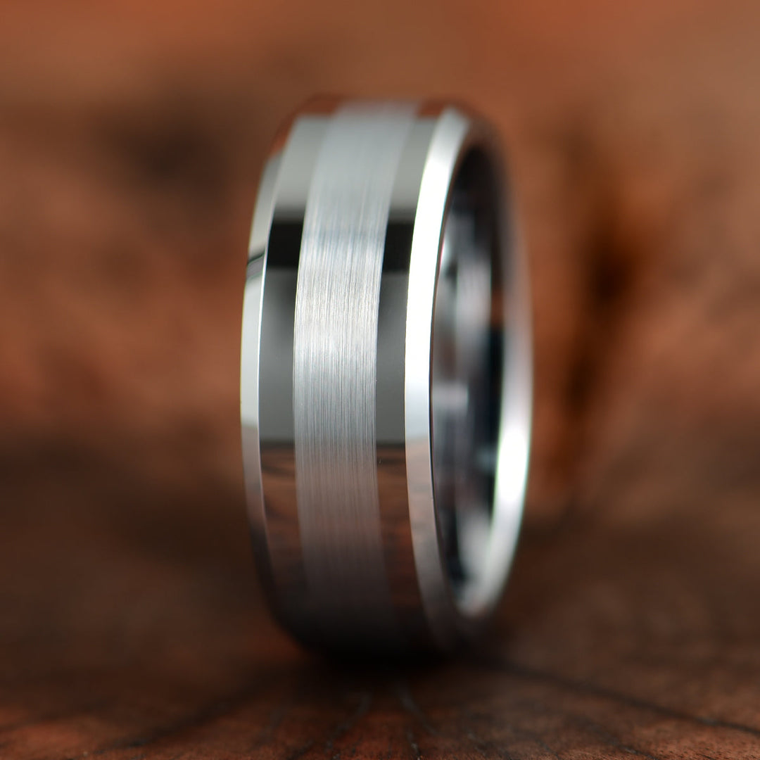 Silver Tungsten Brushed Men's Wedding Band 8MM - Rings By Pristine