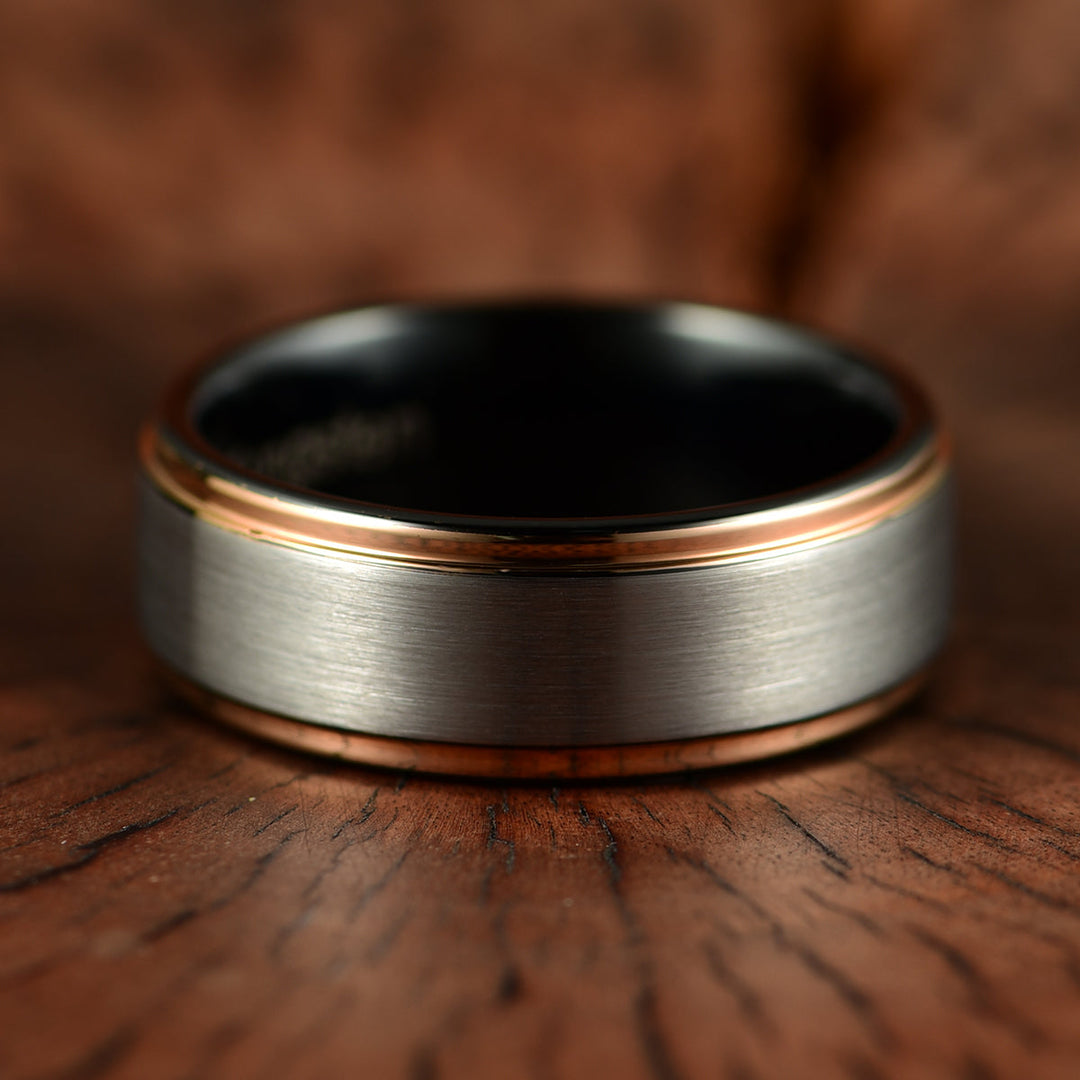 Two Tone Tungsten Men's Wedding Band 8MM - Rings By Pristine