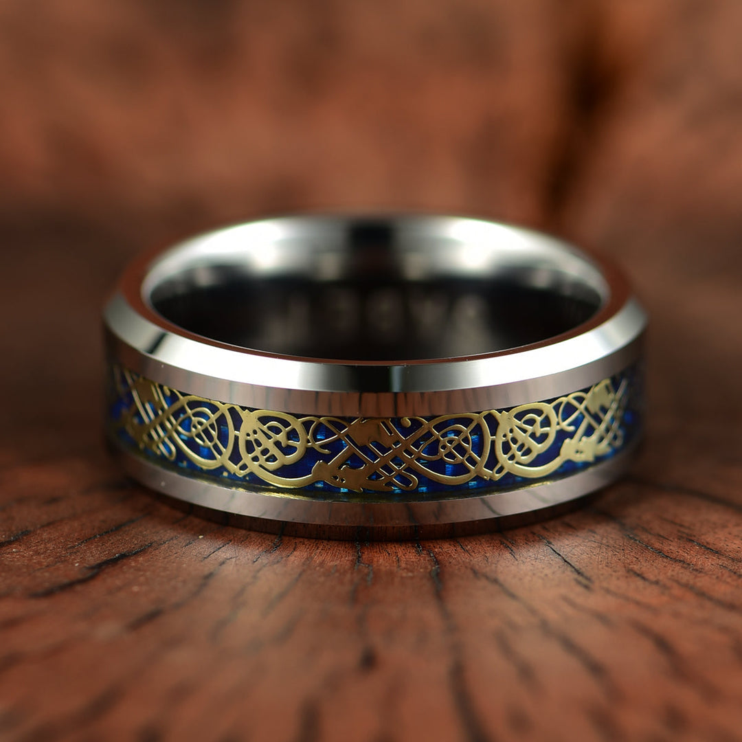 Tungsten Crushed Turquoise Intrinsic Design Men's Wedding Band 8MM - Rings By Pristine