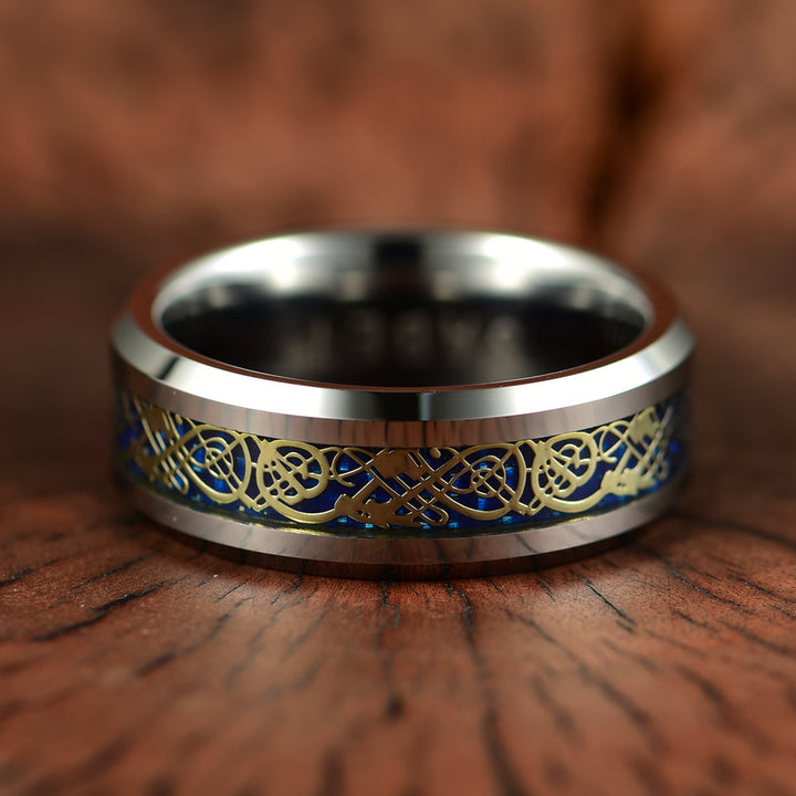 Tungsten Crushed Turquoise Intrinsic Design Men's Wedding Band 8MM - Rings By Pristine