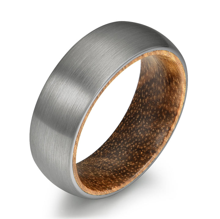 Grey Tungsten Walnut Wood Men's Wedding Band 6MM