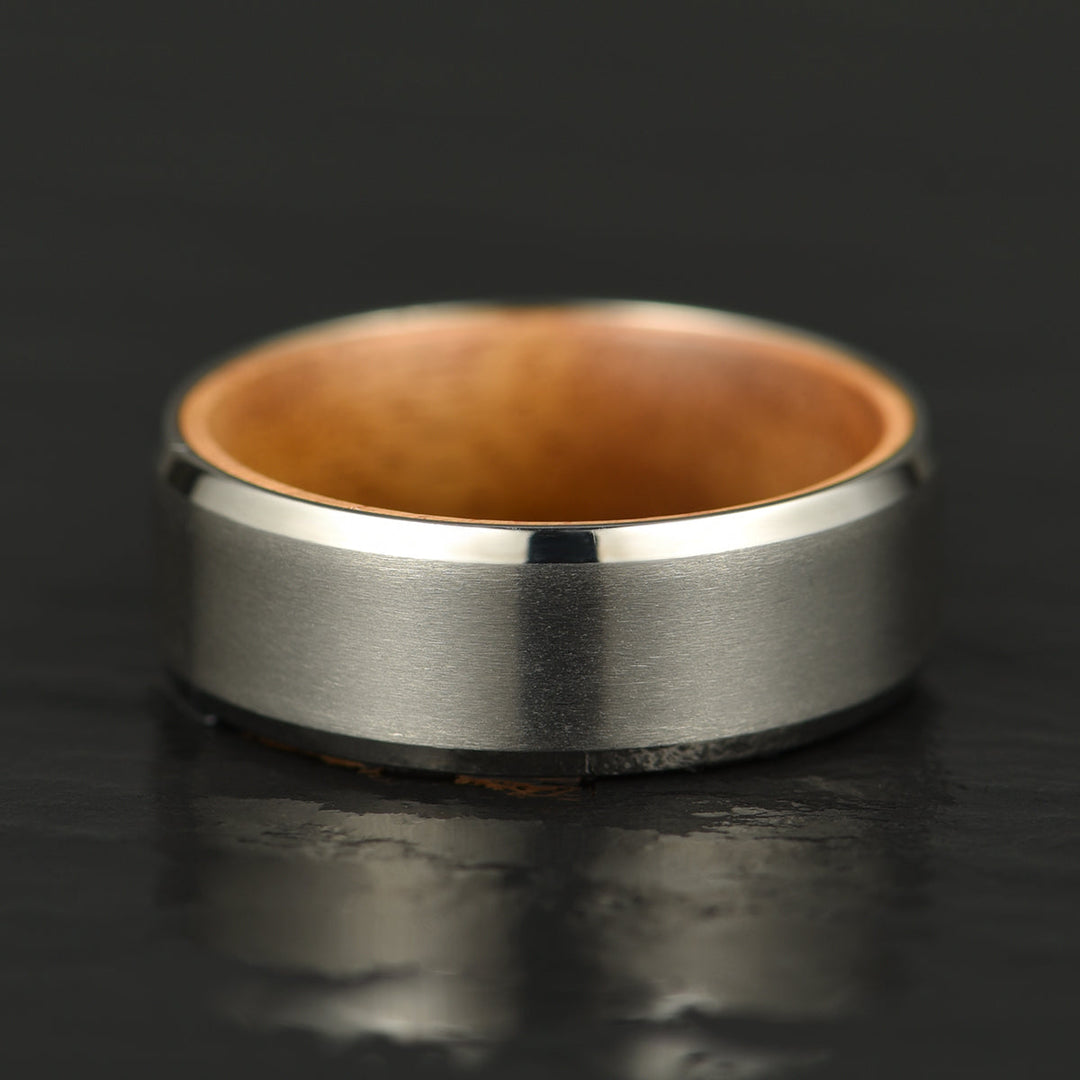 Beveled Titanium Koa Wood Men's Wedding Band 8MM - Rings By Pristine