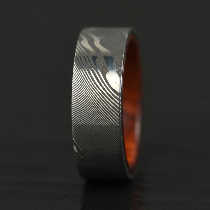 Damascus Steel Cocobolo Men's Wedding Band 8MM