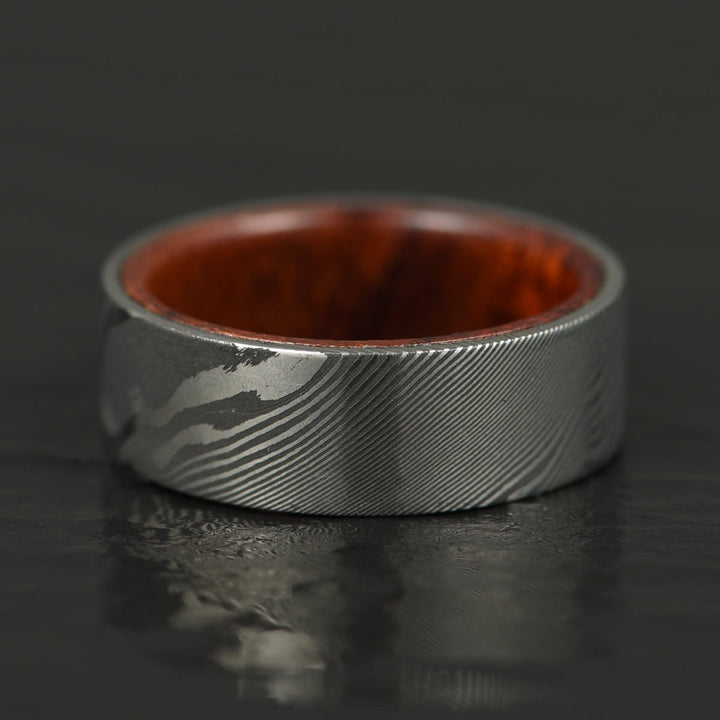 Damascus Steel Cocobolo Men's Wedding Band 8MM