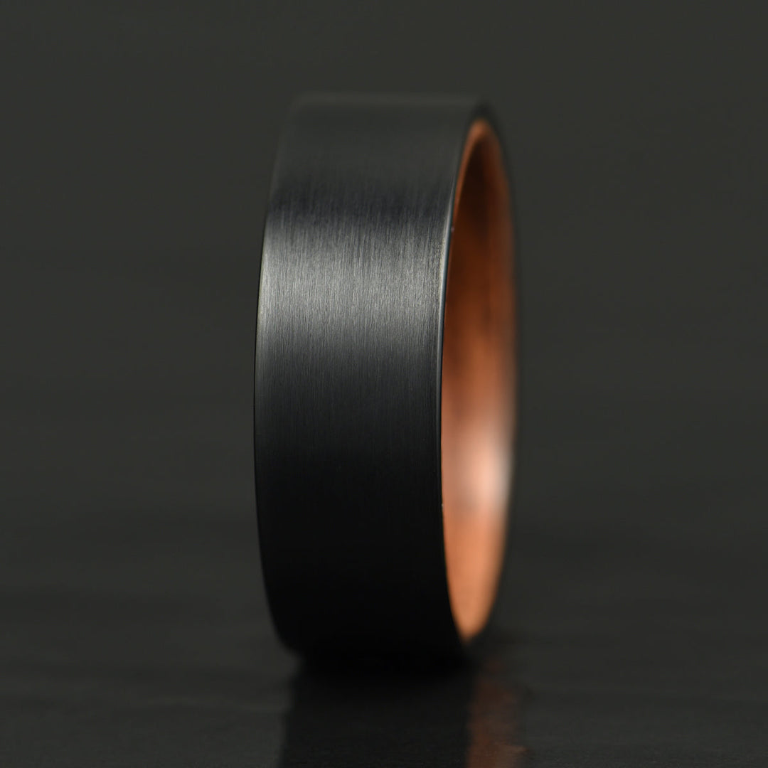 Black Tungsten Zebra Wood Men's Wedding Band 8MM - Rings By Pristine