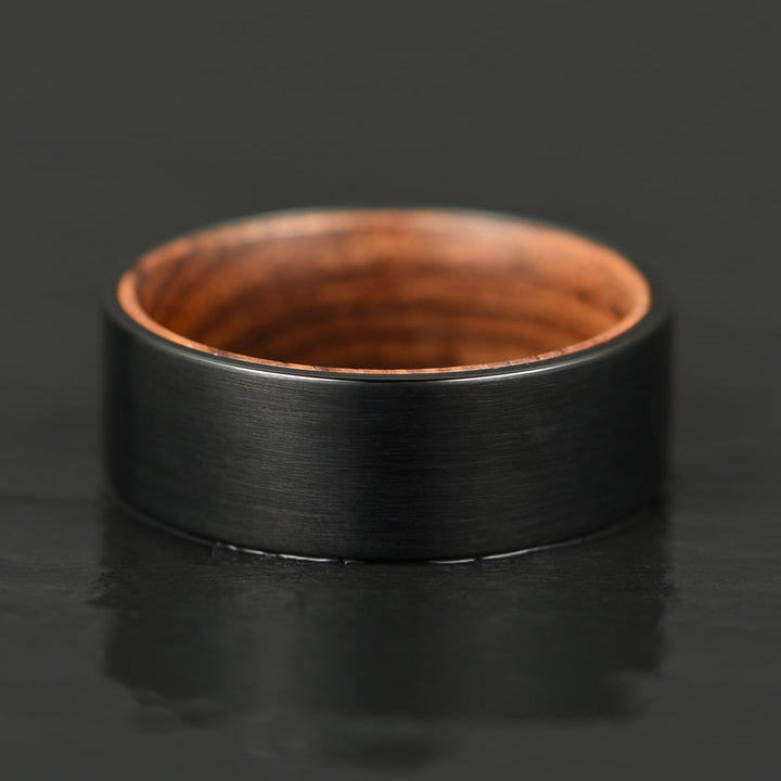 Black Tungsten Zebra Wood Men's Wedding Band 8MM - Rings By Pristine
