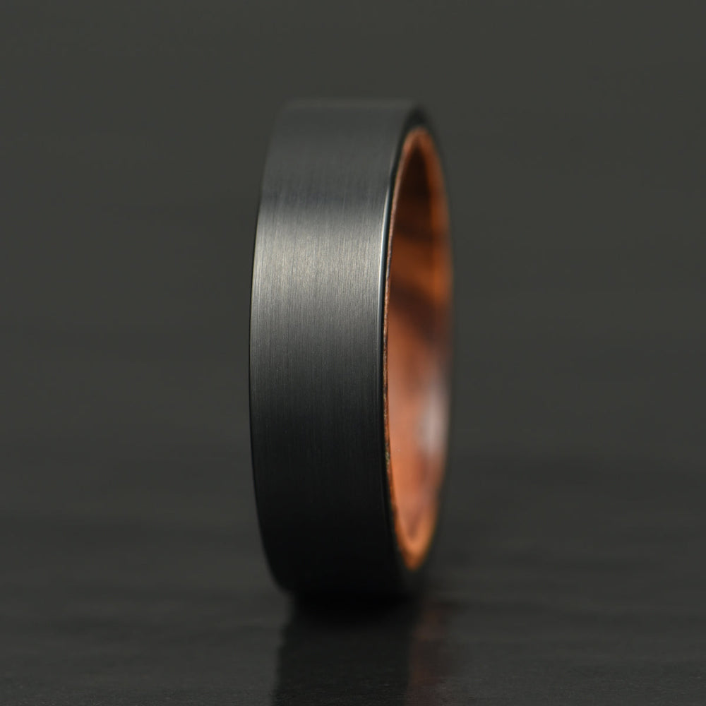 Black Tungsten Zebra Wood Men's Wedding Band 6MM - Rings By Pristine