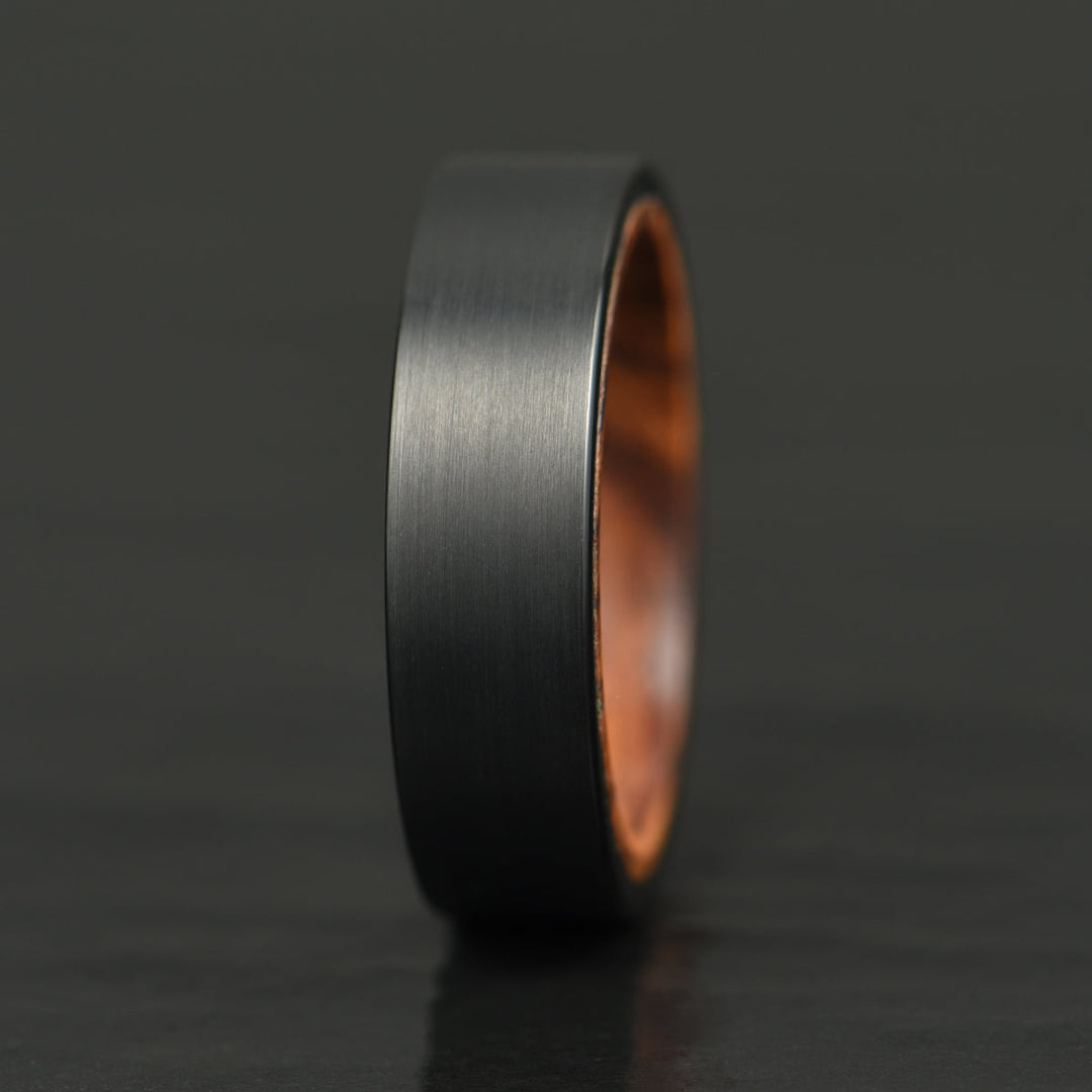 Black Tungsten Zebra Wood Men's Wedding Band 6MM - Rings By Pristine