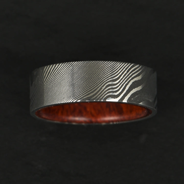 Damascus Steel Cocobolo Men's Wedding Band 8MM
