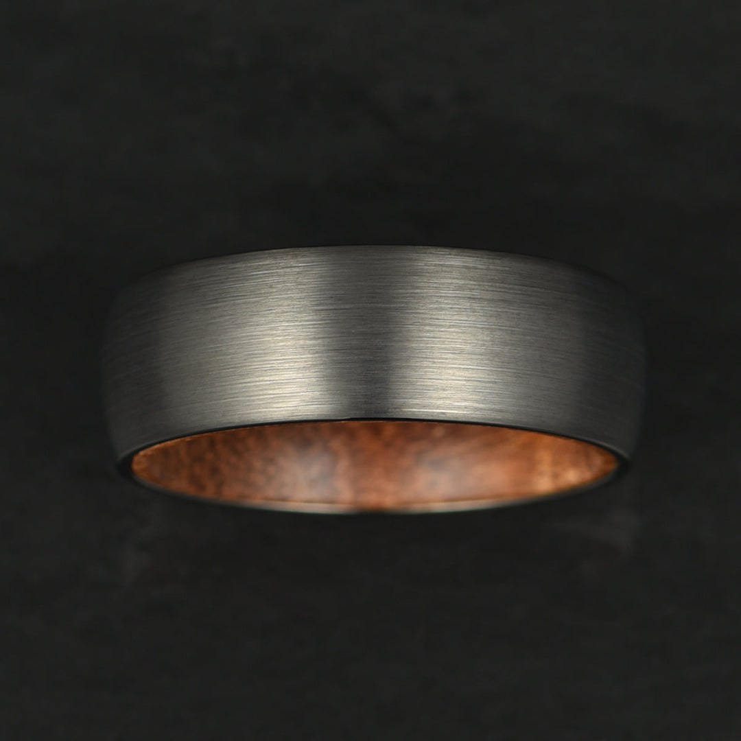 Grey Tungsten Walnut Wood Men's Wedding Band 6MM