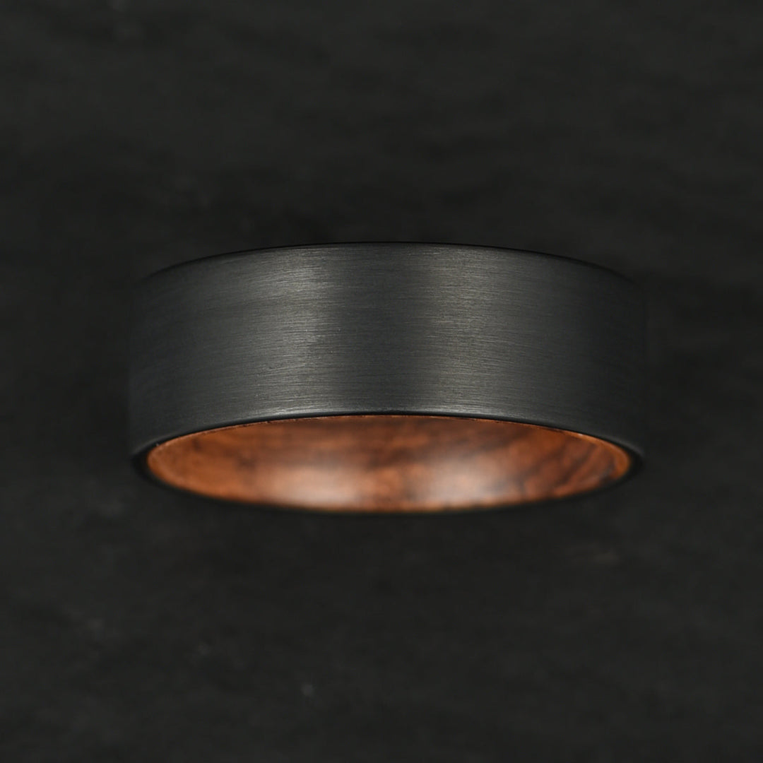 Black Tungsten Zebra Wood Men's Wedding Band 8MM - Rings By Pristine