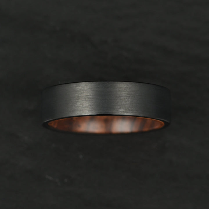 Black Tungsten Zebra Wood Men's Wedding Band 6MM - Rings By Pristine