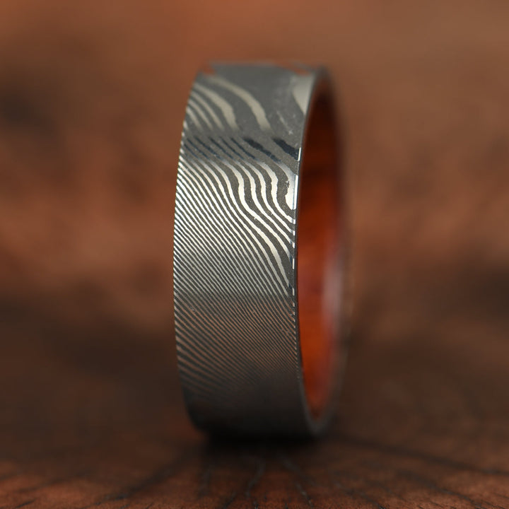 Damascus Steel Cocobolo Men's Wedding Band 8MM