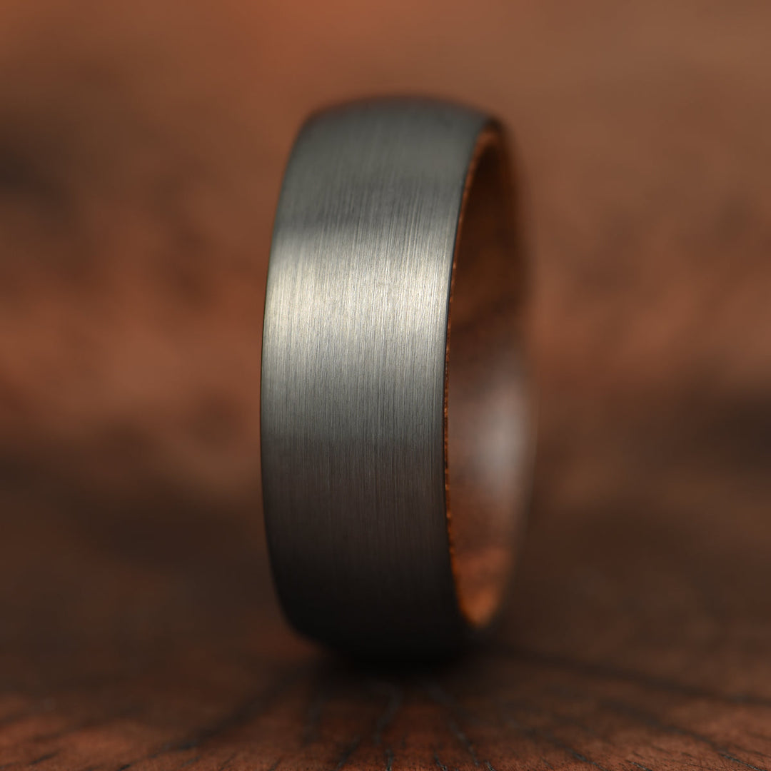 Grey Tungsten Walnut Wood Men's Wedding Band 6MM
