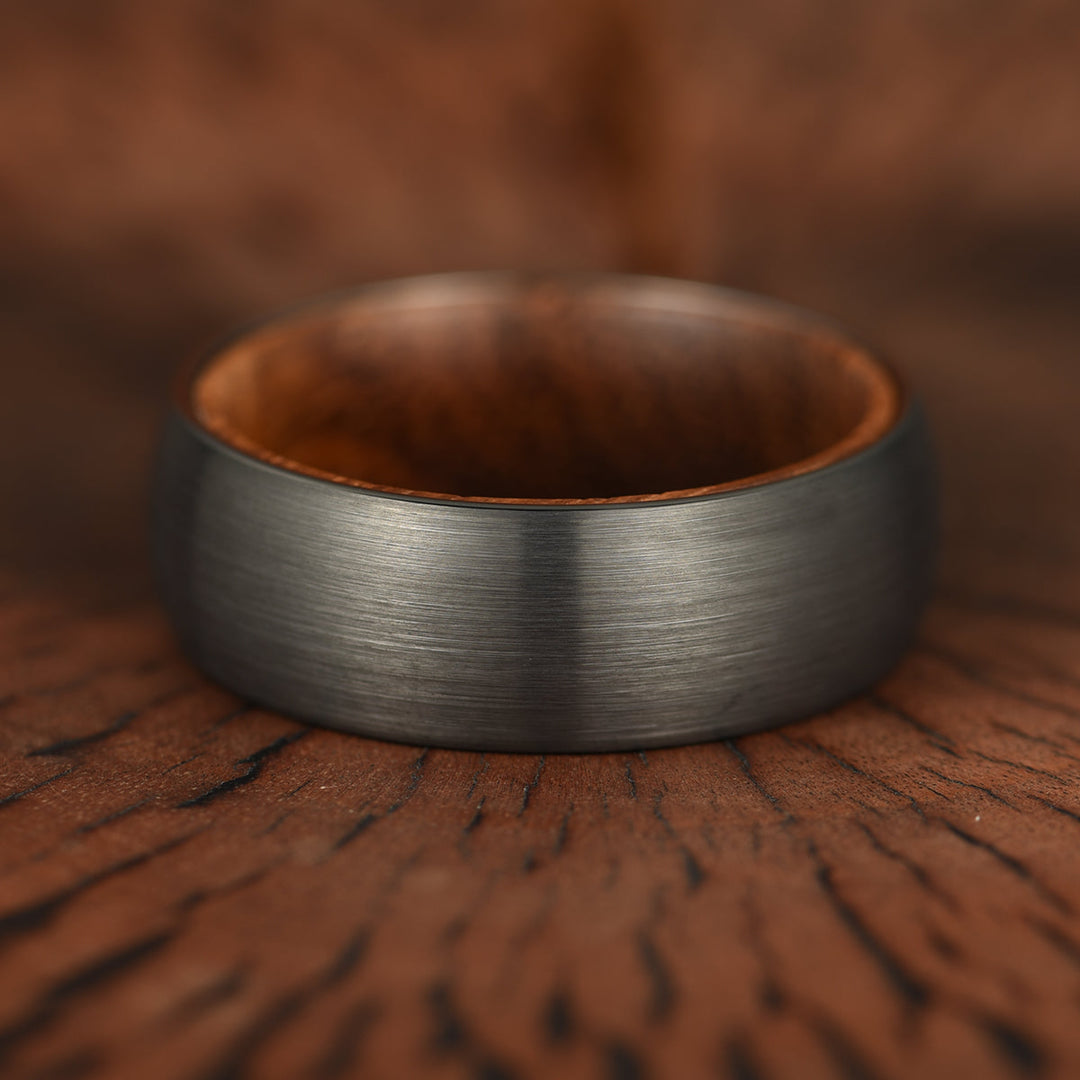 Grey Tungsten Walnut Wood Men's Wedding Band 6MM