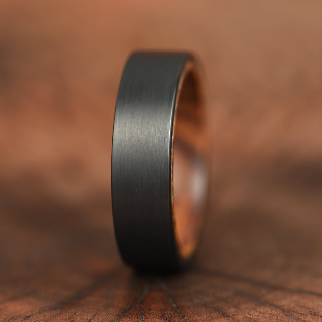 Black Tungsten Zebra Wood Men's Wedding Band 6MM - Rings By Pristine