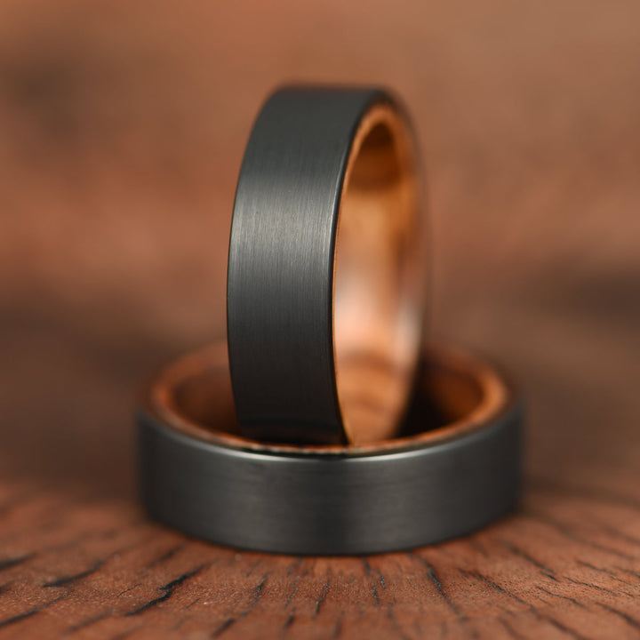 Black Tungsten Zebra Wood Men's Wedding Band 6MM - Rings By Pristine