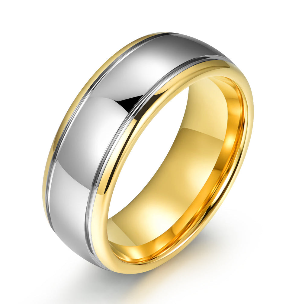 Two Tone Tungsten Men's Wedding Band 8MM - Rings By Pristine