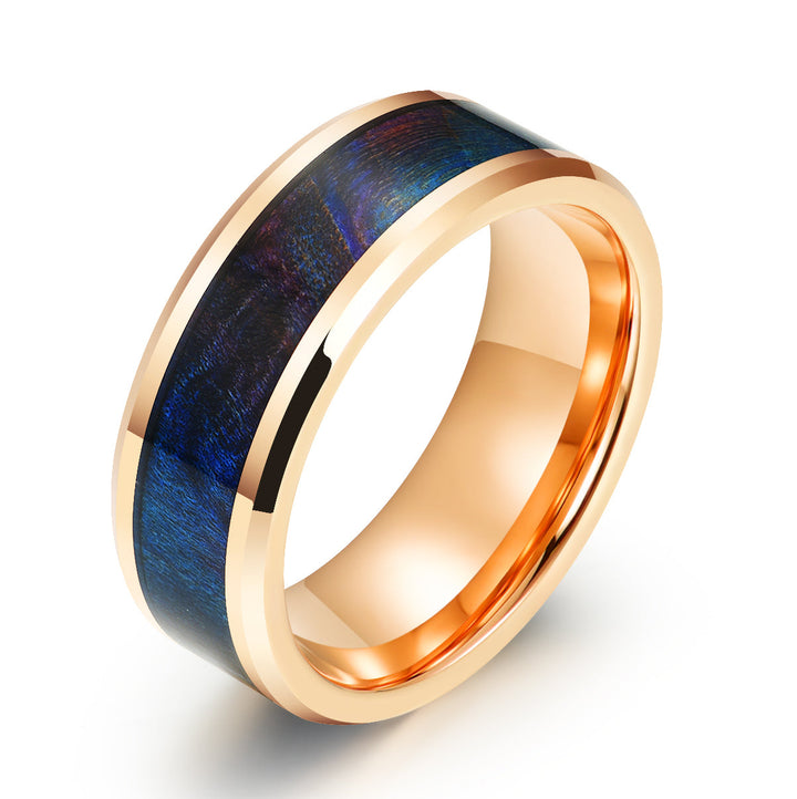 Rose Tungsten Box Elder Wood Men's Wedding Band 8MM