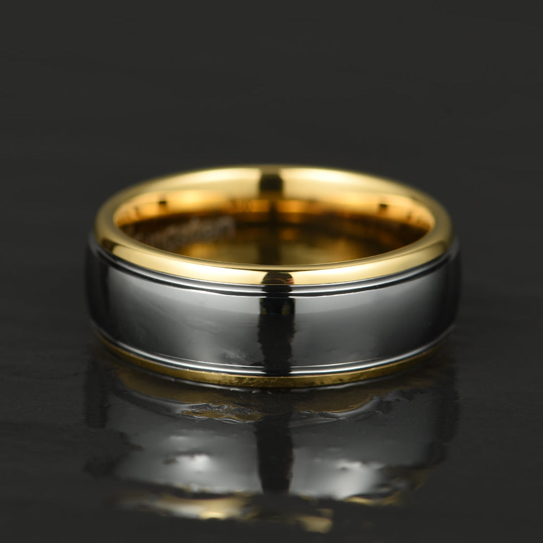 Two Tone Tungsten Men's Wedding Band 8MM - Rings By Pristine