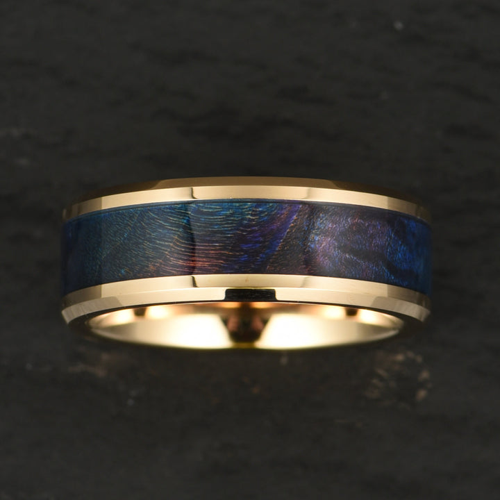 Rose Tungsten Box Elder Wood Men's Wedding Band 8MM