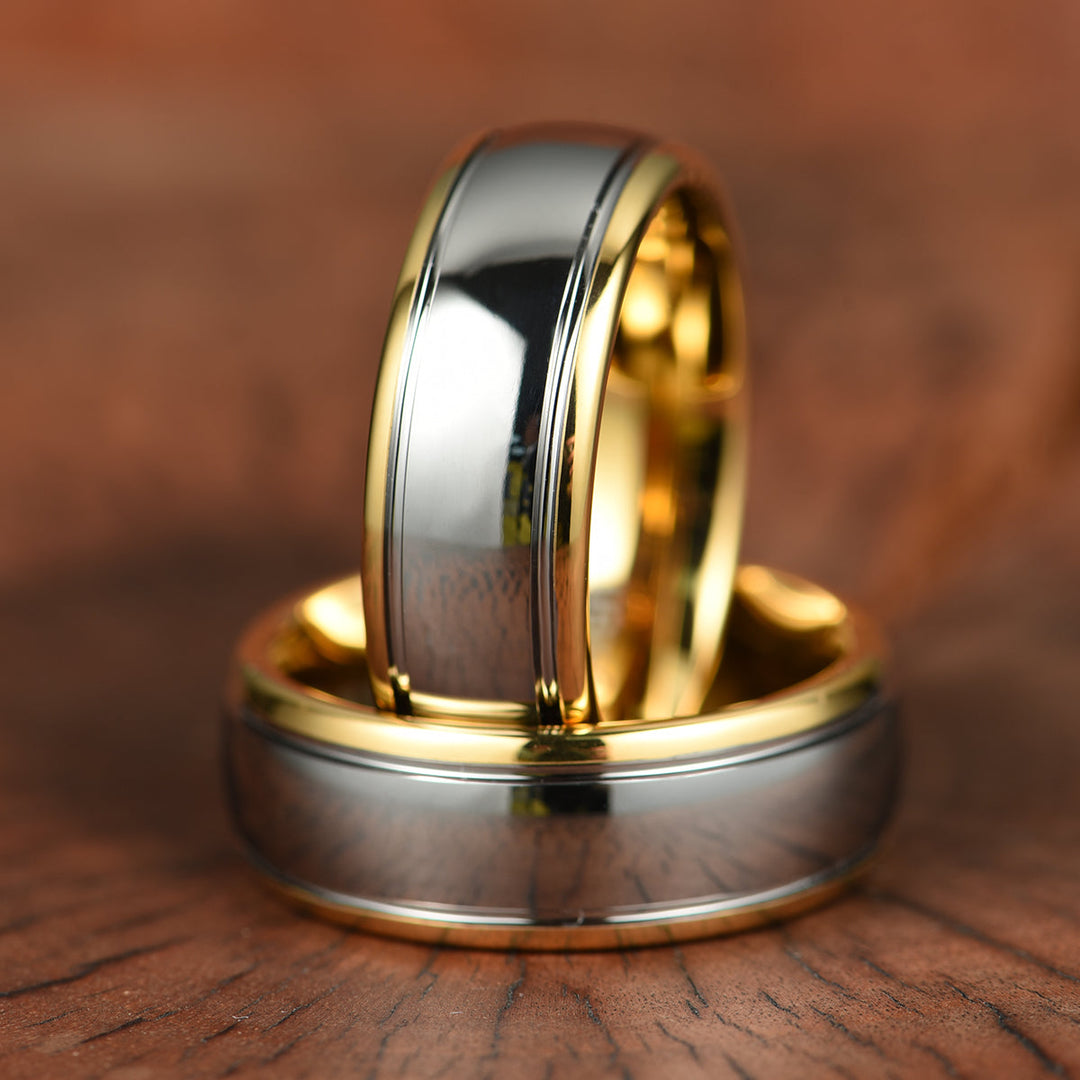 Two Tone Tungsten Men's Wedding Band 8MM - Rings By Pristine