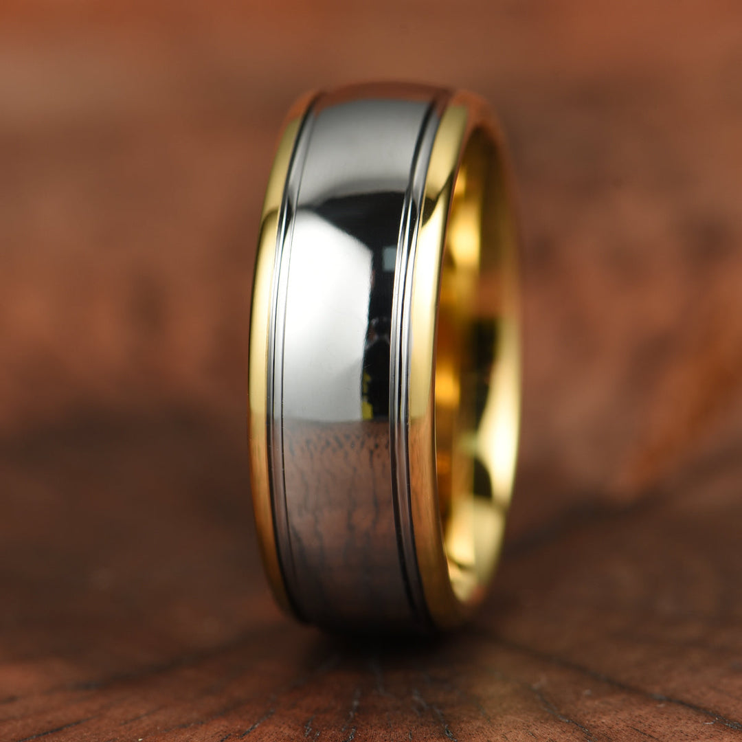 Two Tone Tungsten Men's Wedding Band 8MM - Rings By Pristine