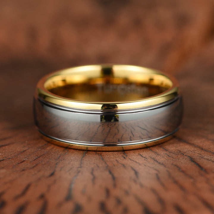 Two Tone Tungsten Men's Wedding Band 8MM - Rings By Pristine