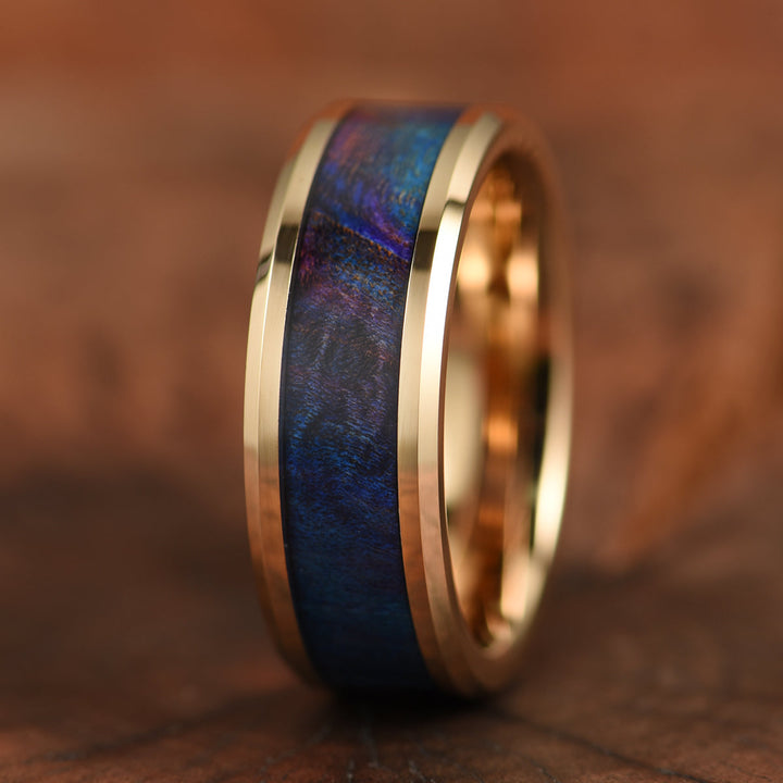 Rose Tungsten Box Elder Wood Men's Wedding Band 8MM