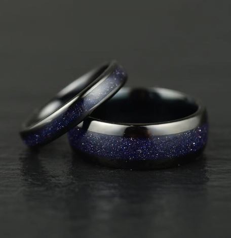 Crushed Sand Stone Tungsten Men's Wedding Band 8MM - Rings By Pristine