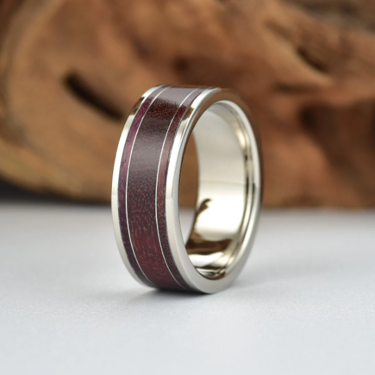 Purple Heartwood Tungsten Men's Wedding Band 8MM - Rings By Pristine