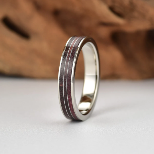Purple Heartwood Tungsten Women's Wedding Band 4MM - Rings By Pristine