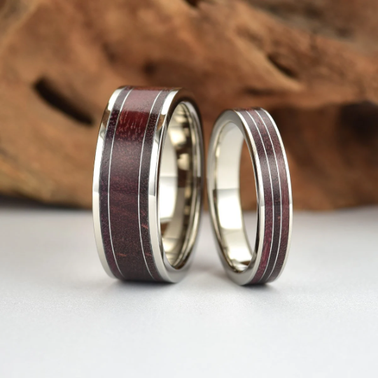 Purple Heartwood Tungsten Men's Wedding Band 8MM - Rings By Pristine