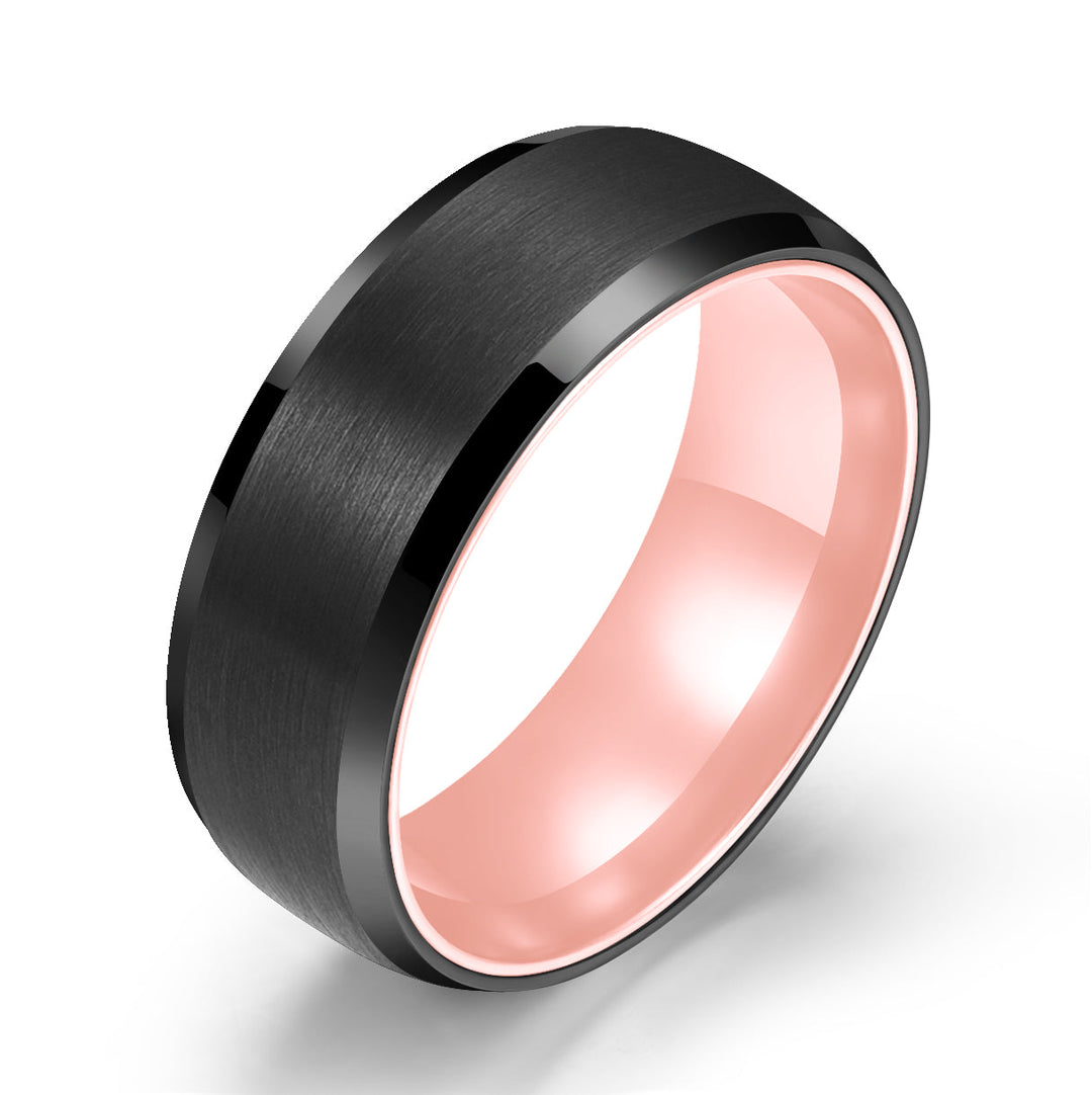 Pristine Passion Rose Interior Tungsten Wedding Band 8MM - Rings By Pristine