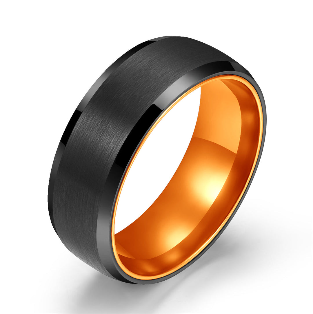 Pristine Passion Orange Interior Tungsten Wedding Band 8MM - Rings By Pristine