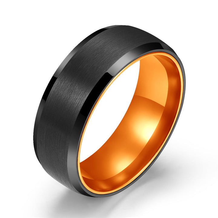 Pristine Passion Orange Interior Tungsten Wedding Band 8MM - Rings By Pristine