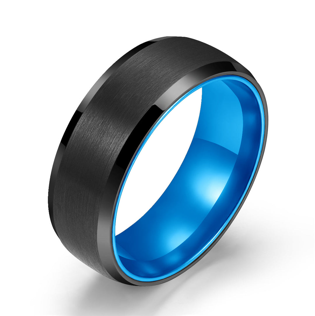 Pristine Passion Blue Interior Tungsten Wedding Band 8MM - Rings By Pristine