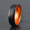 Black Tungsten Ring Orange Fire Anodized Aluminum Men's Wedding Band 6MM-8MM - Rings By Pristine