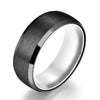 Black Tungsten Ring Passion Silver Men's Wedding Band 8MM - Rings By Pristine