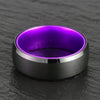 Black Tungsten Ring Purple Plumb Anodized Aluminum Men's Wedding Band 8MM - Rings By Pristine