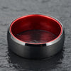 Black Tungsten Wedding Ring-Pristine Red - Rings By Pristine