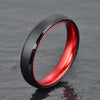 Black Tungsten Wedding Ring-Pristine Red - Rings By Pristine