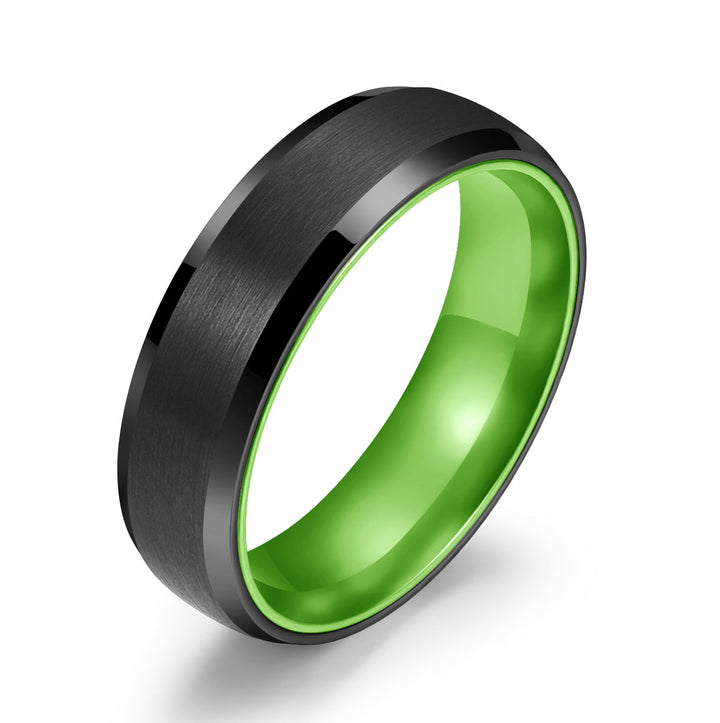Pristine Passion Green Interior Tungsten Men's Wedding Band 6MM - Rings By Pristine