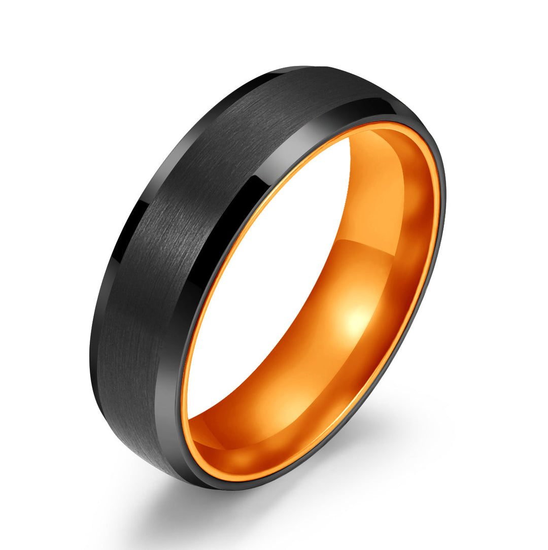 Pristine Passion Orange Interior Tungsten Men's Wedding Band 6MM - Rings By Pristine